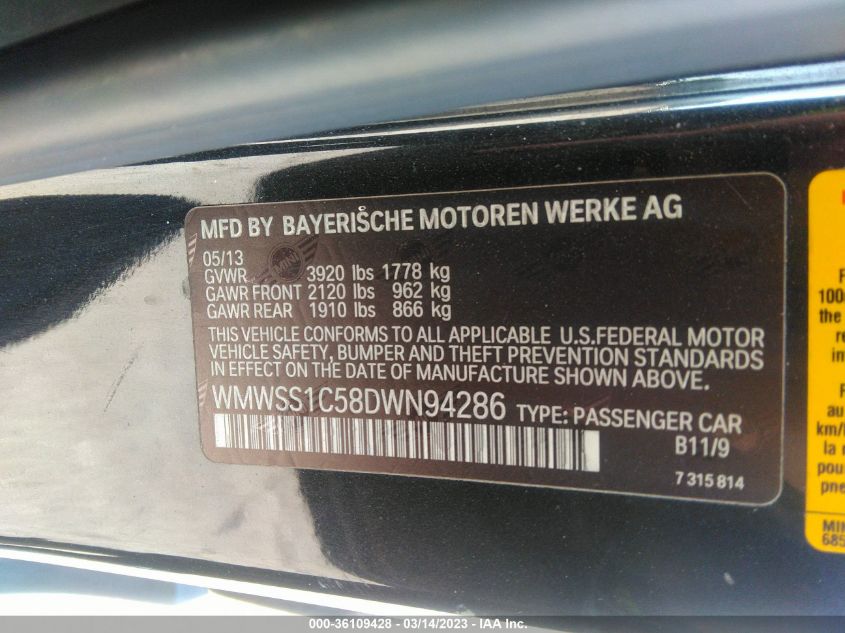 2013 MINI COOPER PACEMAN WMWSS1C58DWN94286