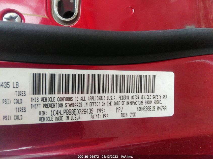 2014 JEEP PATRIOT SPORT - 1C4NJPBB8ED726439