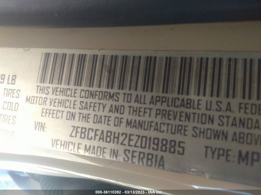 2014 FIAT 500L EASY - ZFBCFABH2EZ019885