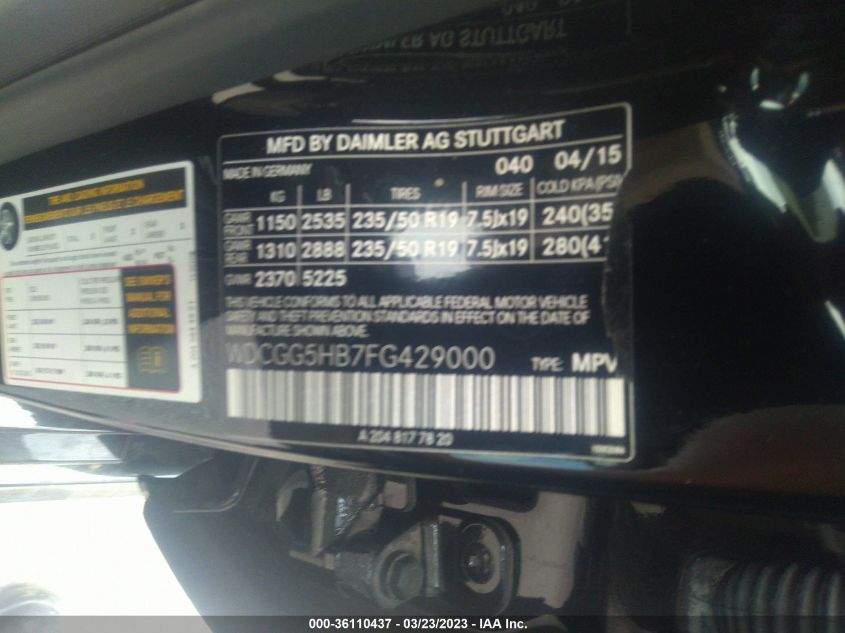 2015 MERCEDES-BENZ GLK-CLASS GLK 350 - WDCGG5HB7FG429000