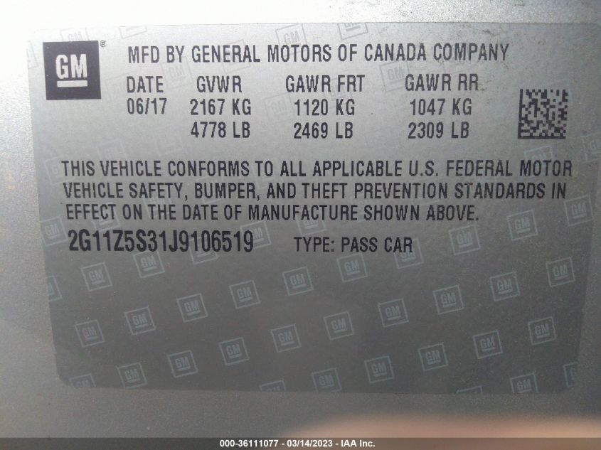 2018 CHEVROLET IMPALA LS - 2G11Z5S31J9106519