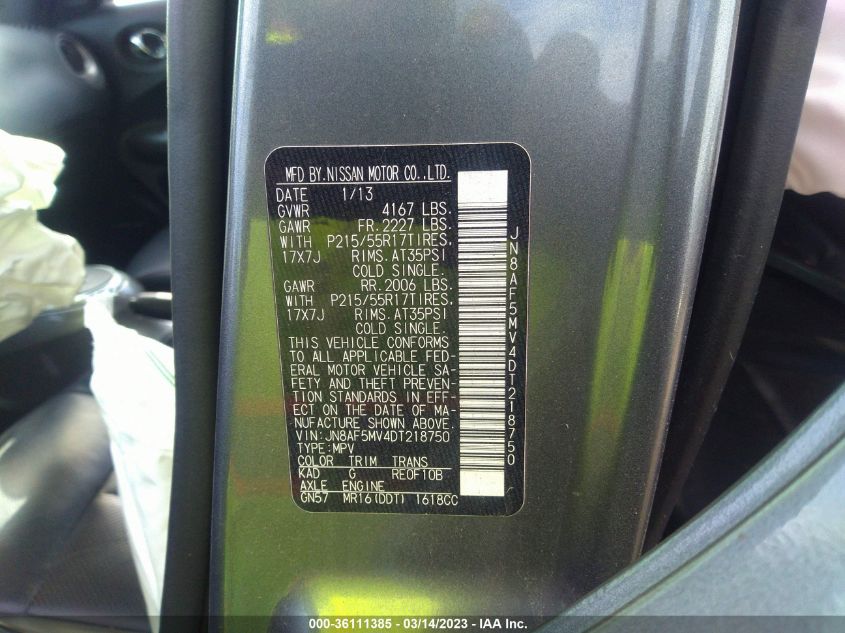 2013 NISSAN JUKE SL - JN8AF5MV4DT218750