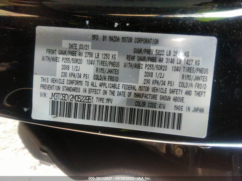 2021 MAZDA CX-9 GRAND TOURING - JM3TCBDY2M0522951