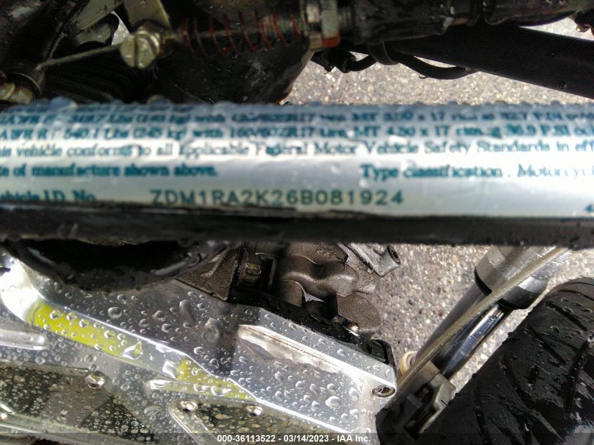 2006 DUCATI MONSTER 620 - ZDM1RA2K26B081924