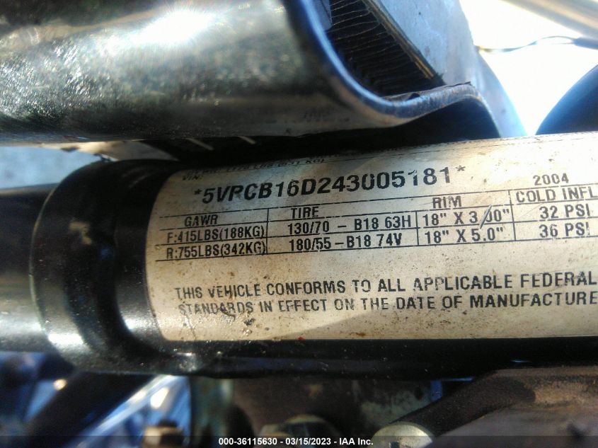 2004 VICTORY MOTORCYCLES KINGPIN CALIFORNIA 5VPCB16D243005181