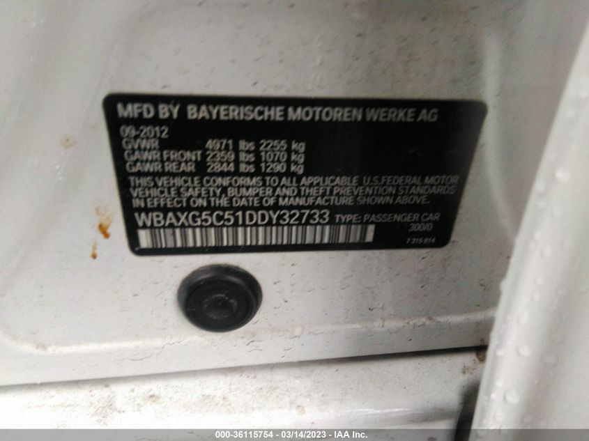 2013 BMW 5 SERIES 528I - WBAXG5C51DDY32733