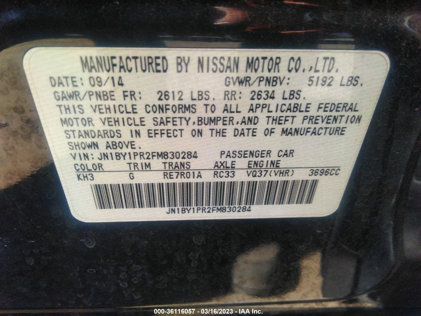 2015 INFINITI Q70L JN1BY1PR2FM830284
