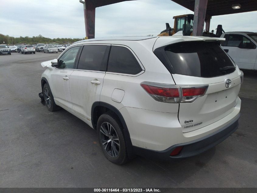 2016 TOYOTA HIGHLANDER XLE 5TDJKRFH6GS275721