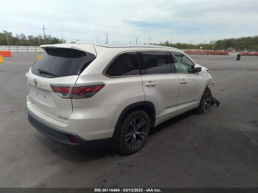 2016 TOYOTA HIGHLANDER XLE 5TDJKRFH6GS275721
