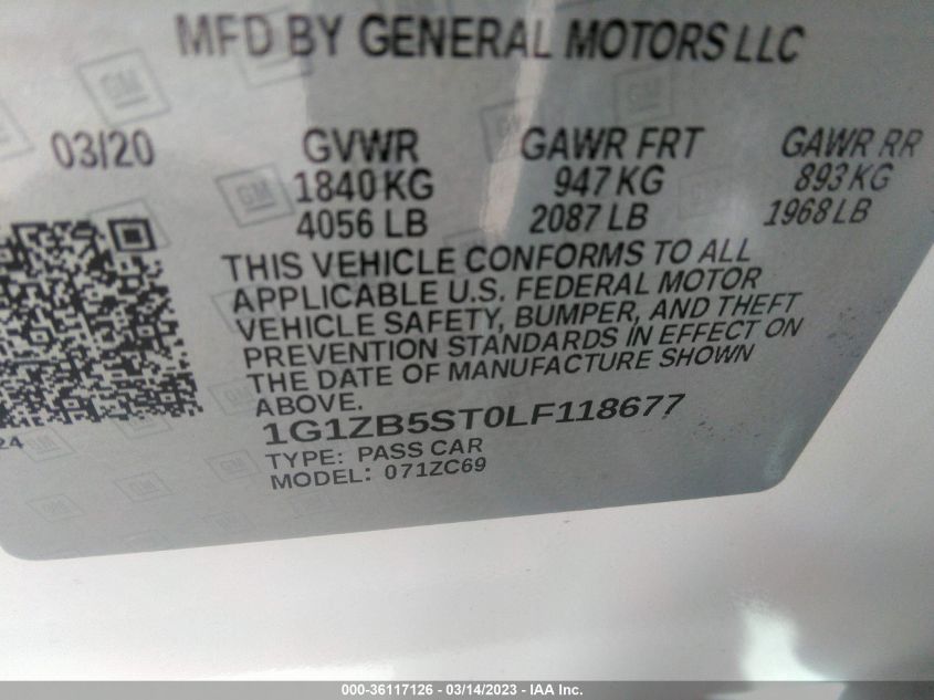 2020 CHEVROLET MALIBU LS - 1G1ZB5ST0LF118677
