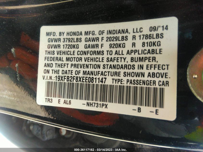2014 HONDA CIVIC SEDAN EX - 19XFB2F8XEE081147