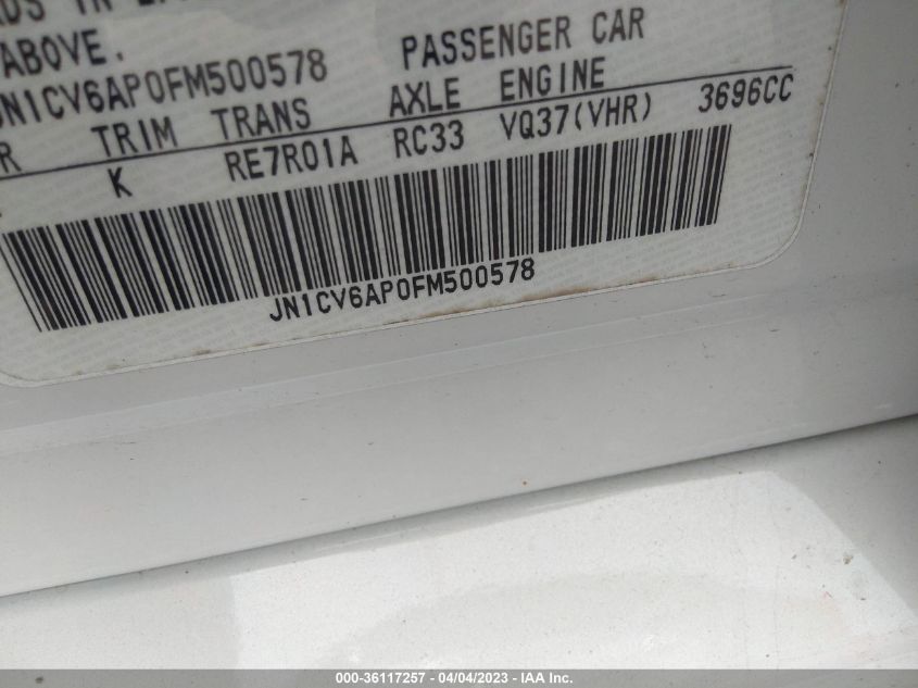 2015 INFINITI Q40 JN1CV6AP0FM500578