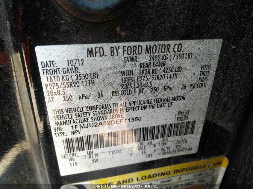 2013 FORD EXPEDITION LIMITED - 1FMJU2A59DEF11550
