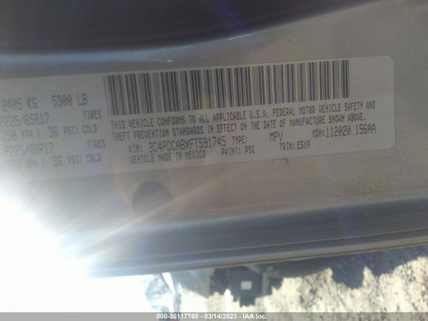 2015 DODGE JOURNEY AMERICAN VALUE PKG - 3C4PDCABXFT591745