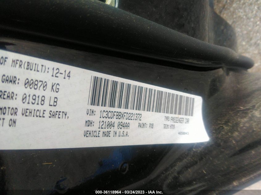 2015 DODGE DART SXT - 1C3CDFBBXFD221372