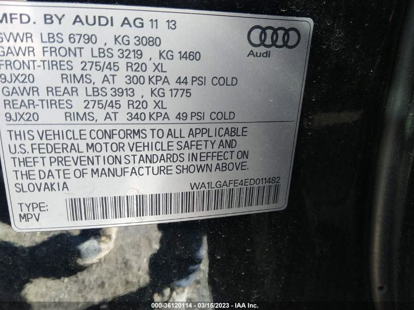 2014 AUDI Q7 3.0T PREMIUM PLUS - WA1LGAFE4ED011482