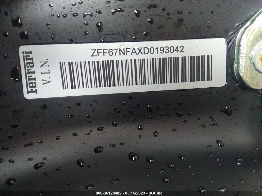 2013 FERRARI 458 ITALIA ZFF67NFAXD0193042