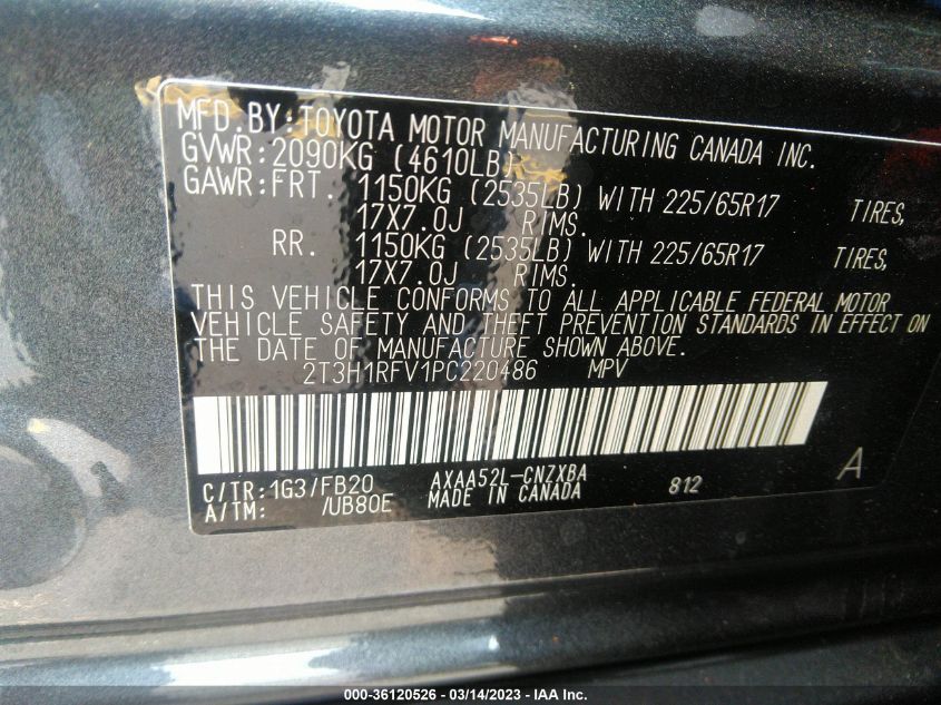 2023 TOYOTA RAV4 LE - 2T3H1RFV1PC220486