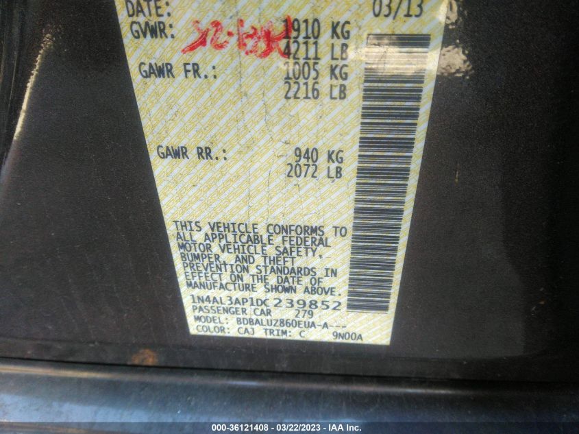 2013 NISSAN ALTIMA 2.5 SV - 1N4AL3AP1DC239852