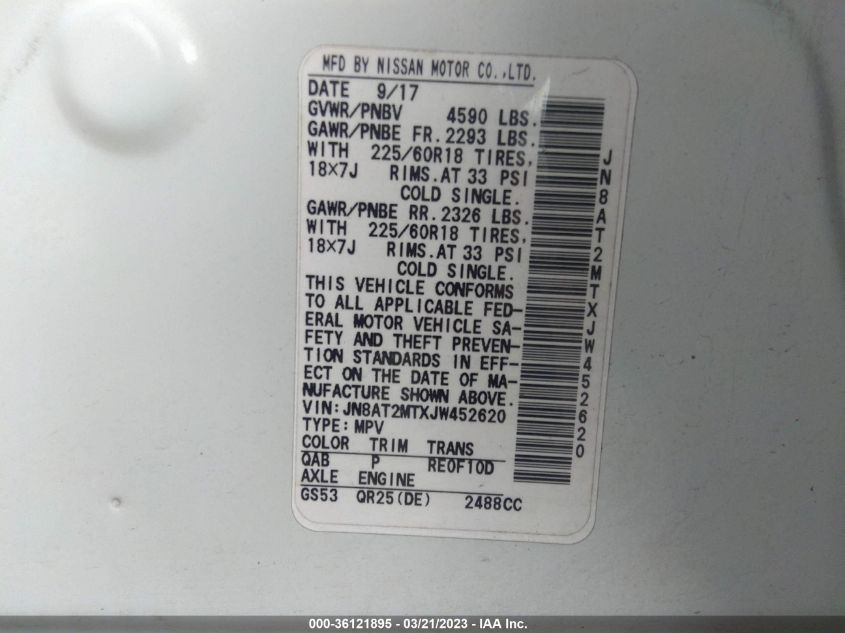 2018 NISSAN ROGUE SL - JN8AT2MTXJW452620