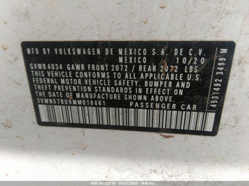 2021 VOLKSWAGEN JETTA S/R-LINE - 3VWN57BU9MM016861