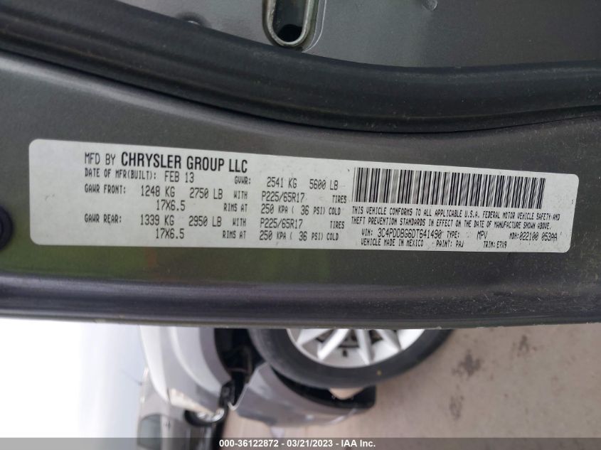 2013 DODGE JOURNEY SXT - 3C4PDDBG6DT641490