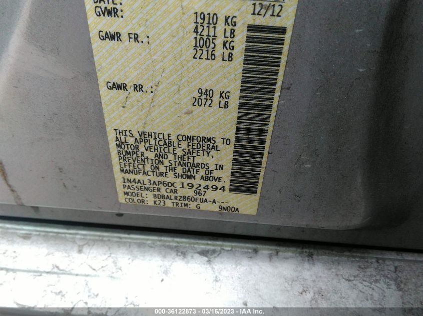 2013 NISSAN ALTIMA 2.5 S - 1N4AL3AP6DC192494