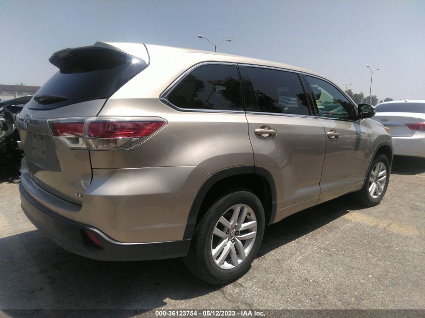 2015 TOYOTA HIGHLANDER LE - 5TDZARFH1FS009348