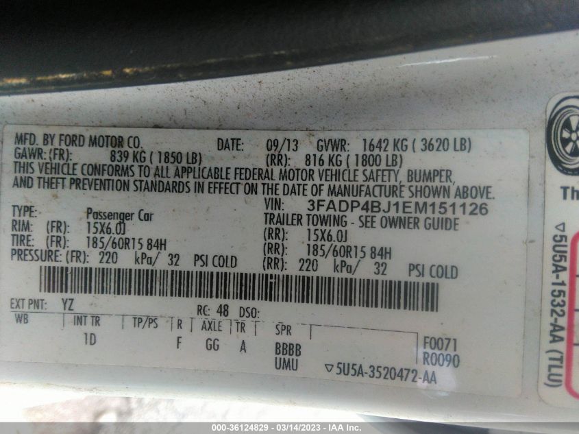 2014 FORD FIESTA SE - 3FADP4BJ1EM151126