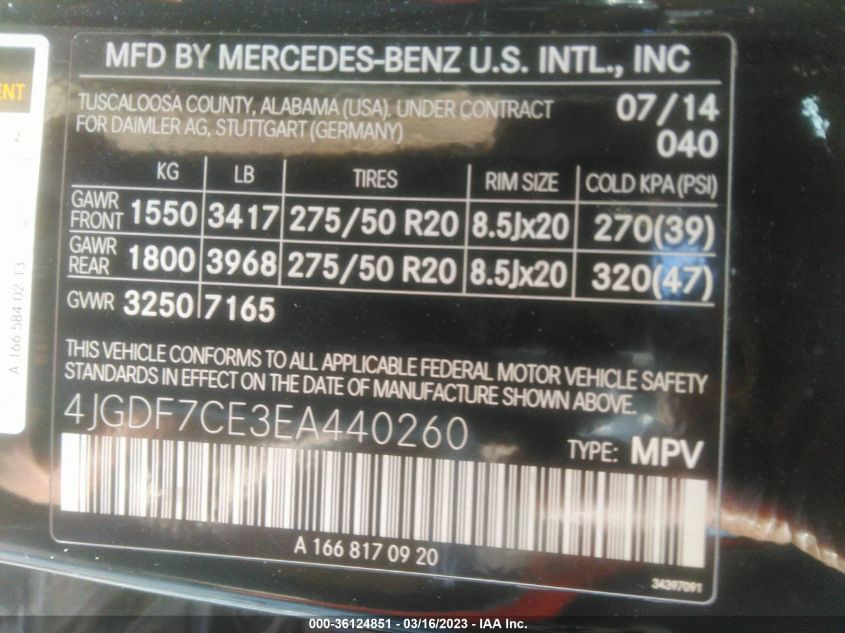 2014 MERCEDES-BENZ GL-CLASS GL 450 4JGDF7CE3EA440260