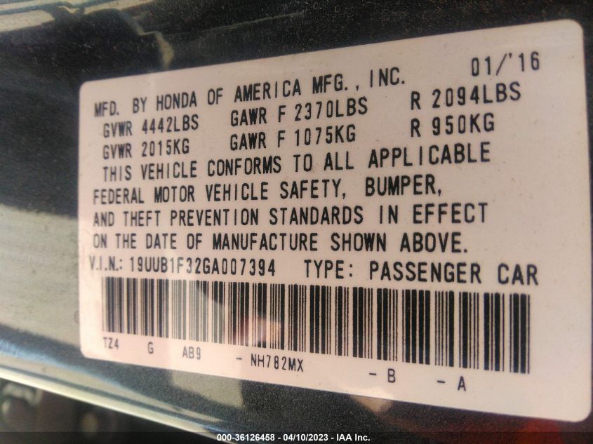 2016 ACURA TLX - 19UUB1F32GA007394