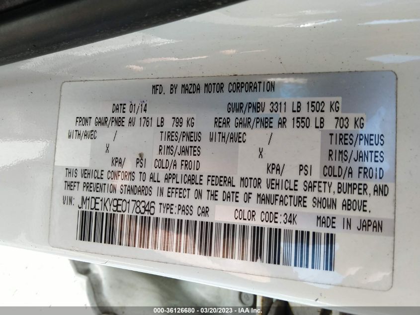 2014 MAZDA MAZDA2 SPORT - JM1DE1KY9E0178346