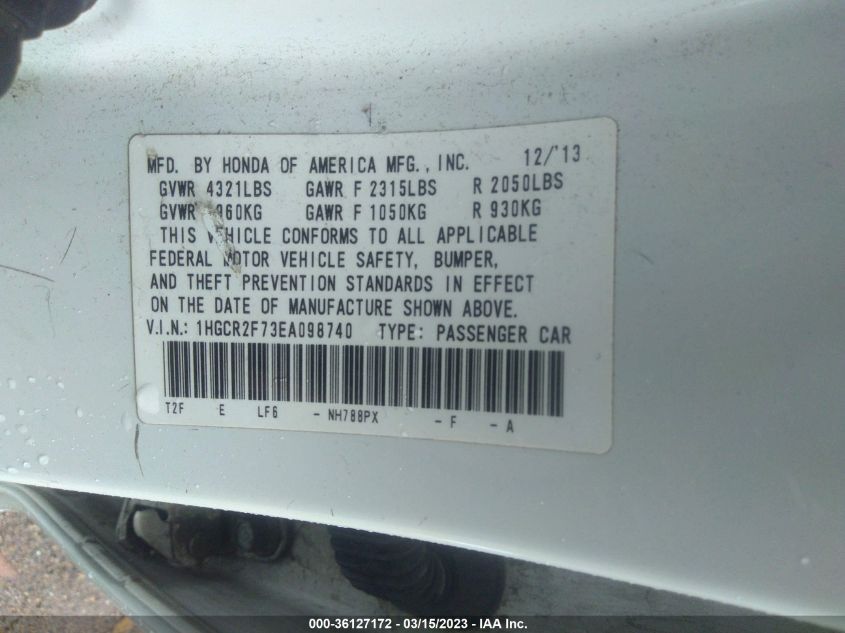 2014 HONDA ACCORD SEDAN EX 1HGCR2F73EA098740