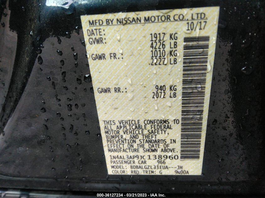 2018 NISSAN ALTIMA 2.5 S - 1N4AL3AP9JC138960