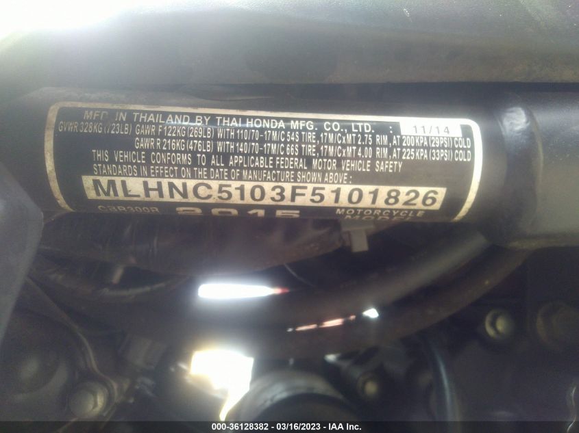2015 HONDA CBR300 R - MLHNC5103F5101826