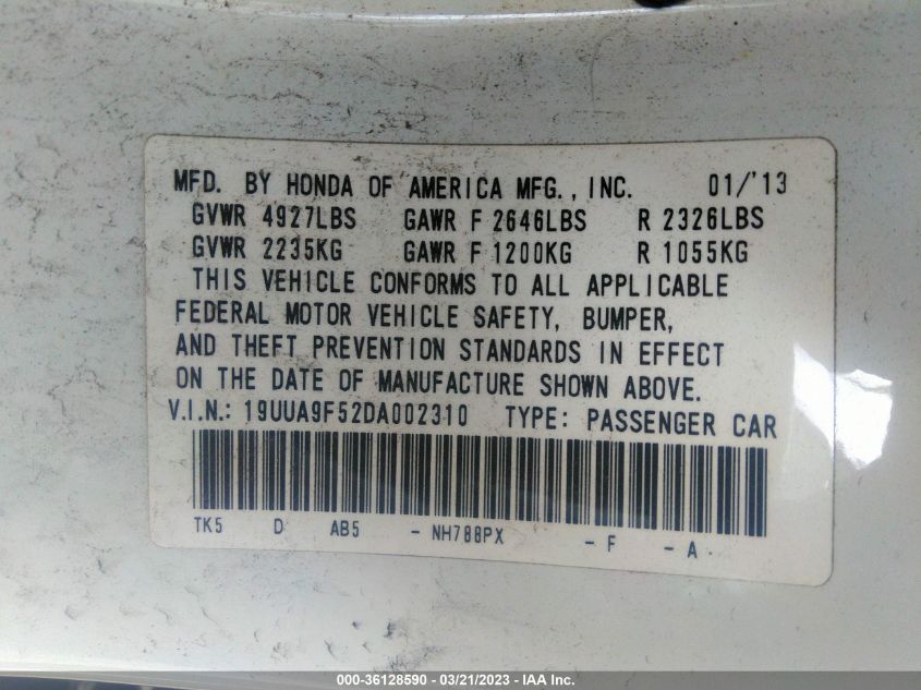 2013 ACURA TL TECH - 19UUA9F52DA002310