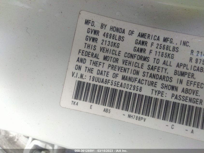 2014 ACURA TL TECH - 19UUA8F55EA002958
