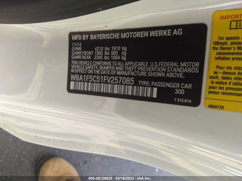 2015 BMW 2 SERIES 228I - WBA1F5C51FV257085