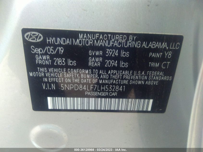 2020 HYUNDAI ELANTRA SEL - 5NPD84LF7LH532841
