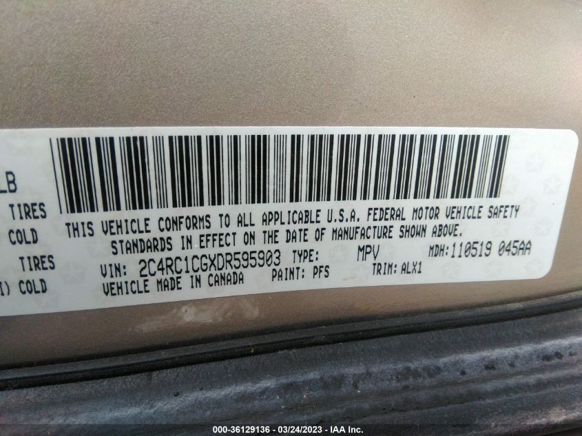 2013 CHRYSLER TOWN & COUNTRY TOURING-L - 2C4RC1CGXDR595903