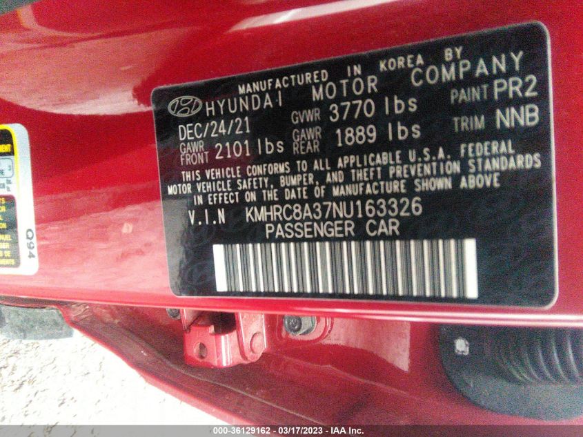 2022 HYUNDAI VENUE SEL - KMHRC8A37NU163326