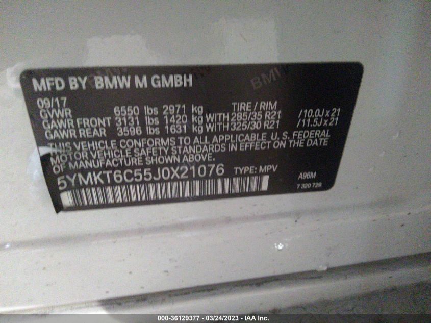 2018 BMW X5 M 5YMKT6C55J0X21076