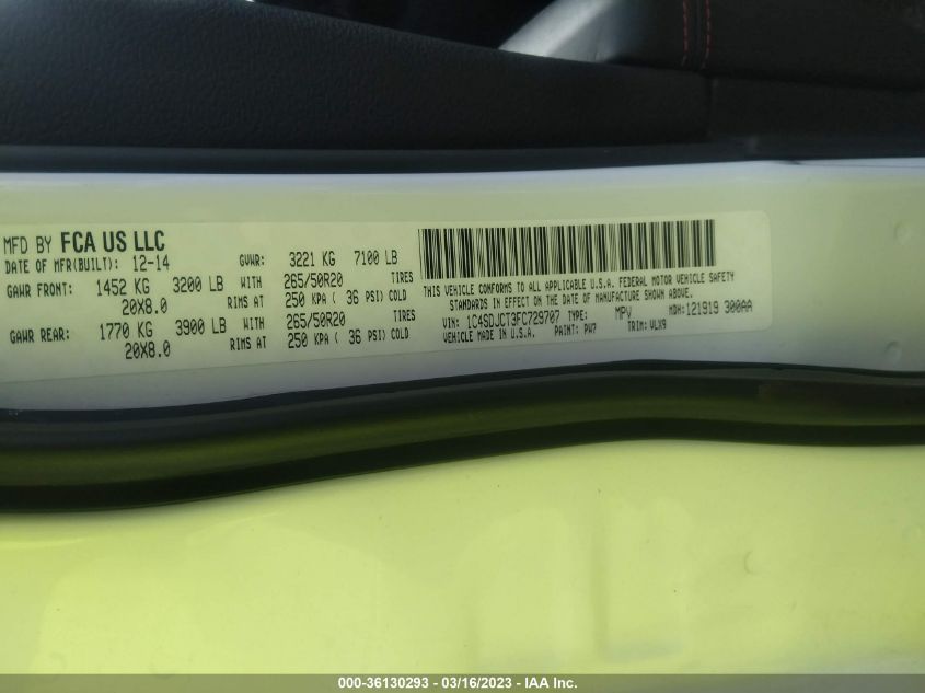 2015 DODGE DURANGO R/T - 1C4SDJCT3FC729707
