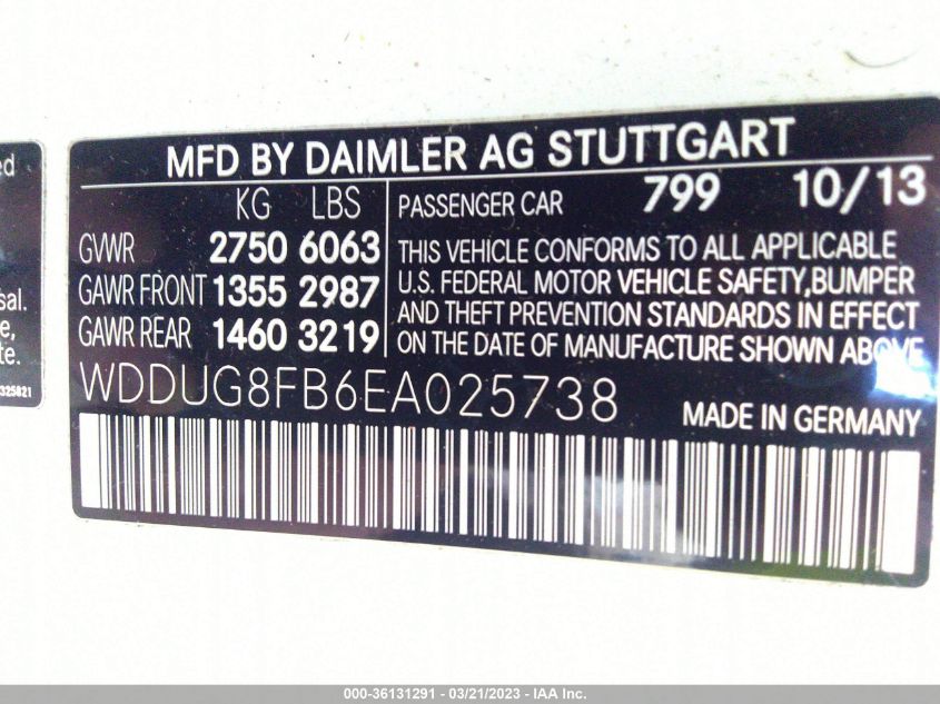 2014 MERCEDES-BENZ S-CLASS S 550 - WDDUG8FB6EA025738