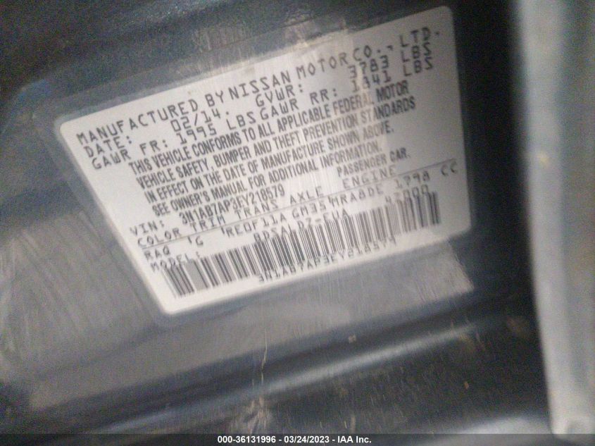 2014 NISSAN SENTRA S/FE+ S/SV/FE+ SV/SR/SL - 3N1AB7AP3EY218579