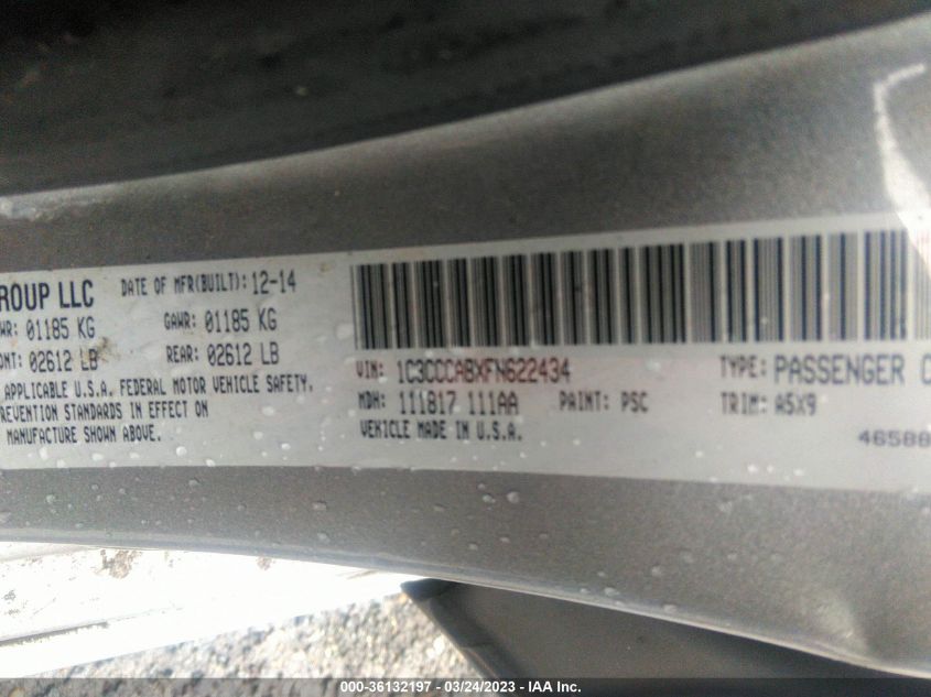 2015 CHRYSLER 200 LIMITED - 1C3CCCABXFN622434
