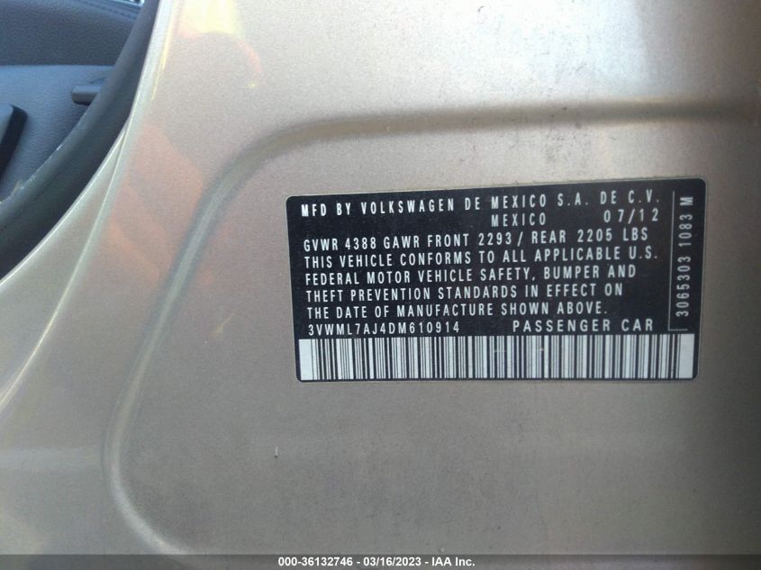 2013 VOLKSWAGEN JETTA SPORTWAGEN TDI - 3VWML7AJ4DM610914