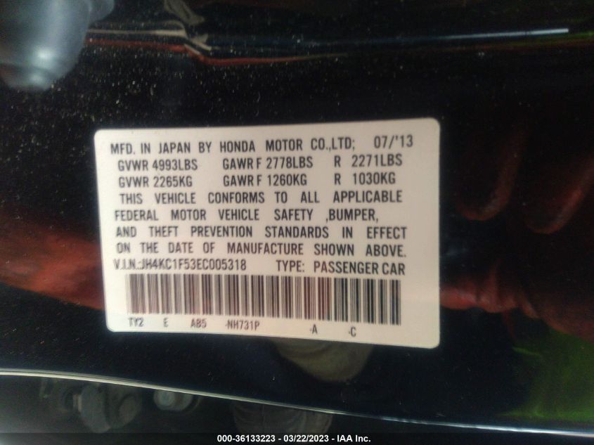 2014 ACURA RLX TECH PKG - JH4KC1F53EC005318