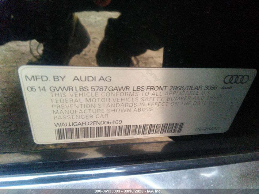 2015 AUDI A8 3.0T - WAUJGAFD2FN006469