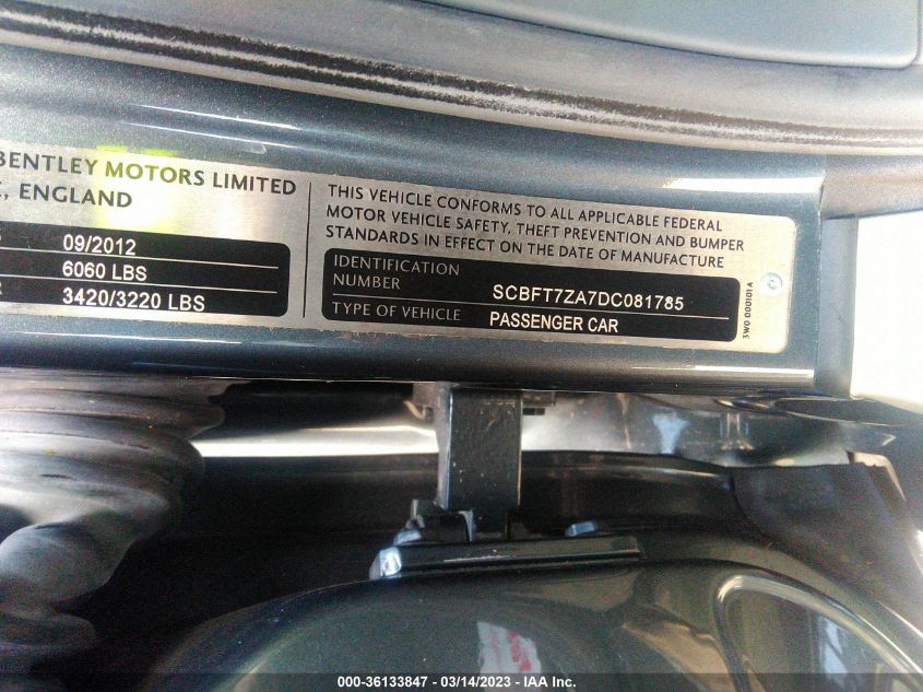 2013 BENTLEY CONTINENTAL GT V8 - SCBFT7ZA7DC081785